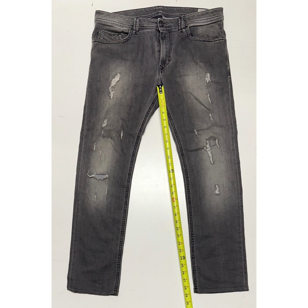 Diesel Thavar 0673P Slim Skinny Distressed Grey Stretch Jeans‎ Mens 34x32